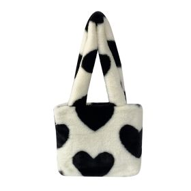 Fashion Love Heart Womens Furry Fluffy Bag (Color: White)