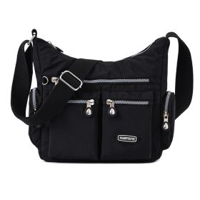 Women Shoulder Bags Multiple Pockets Waterproof Crossbody Bags (Color: Black)