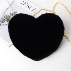 Love Bags For Women Plush Chain Shoulder Bags Valentine's Day Party Bag (Color: Black)
