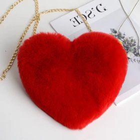 Love Bags For Women Plush Chain Shoulder Bags Valentine's Day Party Bag (Color: Red)
