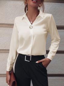 Fashionable Elegant Business Style Long Sleeve Shirt With Pearl Button (Option: Apricot-XXL)