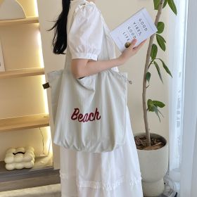 Canvas Bag Large Capacity Women's Shoulder Bag (Option: Beach Light Gray)