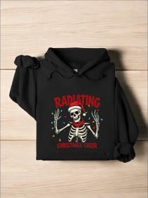 Radiology Funny Christmas Hoodie, Radiating Xmas Cheer Hoodie, Holiday Season Rad Technician Hoodie, Xray Spooky Skeleton Hoodie, Gift For Nurse (Option: Black-S)