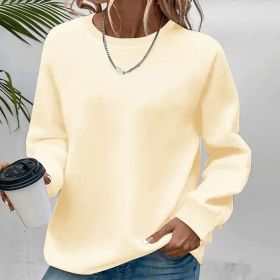 Women's Solid Color Casual Pullover Sweatshirt - Minimalist Round Neck Long Sleeve Top For Spring&Fall (Option: Apricot-XXL)