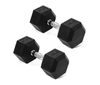 A Set Of Hexagonal Rubber-coated Dumbbells - Non-slip Grips That Are Durable And Space-saving For Home Gym Strength Training--Only Supports Self (Option: 25LB Pair)