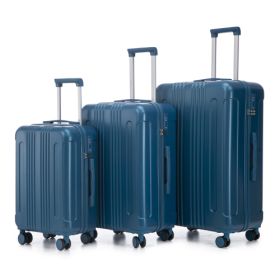 20   24  28  3 Pcs Set In ABS Spinner Wheel Luggage, Carry On Suitcase, Matching Color, TSA Combination Lock (Color: Dark Blue)