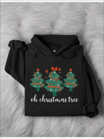 Christmas Tree Hoodie, Happy Holiday Unisex Hoodie, Winter Xmas Hoodie, New Year Hoodie, Merry Christmas Hoodie, Gift For Christmas Lover (Option: Black-2XL)