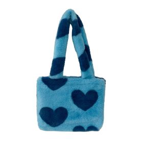 Fashion Love Heart Womens Furry Fluffy Bag (Color: Blue)