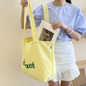 Canvas Bag Large Capacity Women's Shoulder Bag (Option: Beach Yellow)