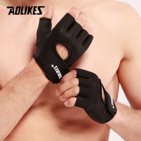 Aolikes 1pair Unisex Fitness Workout Gloves For Weightlifting Cycling Exercise Training Pull Ups Fitness Climbing And Rowing (Color: BLACK GREY, size: M)