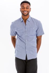Mens Short Sleeve Button Down Shirt (Color: OCEAN, size: XL)