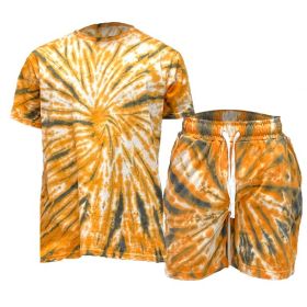Tye Dye Shirt and Short Set (Color: GOLD, size: S)