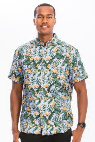 HAWAIIAN BUTTON DOWN SHIRT (Color: Black, size: XL)