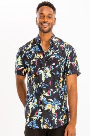 Weiv Hawaiian Print Button Down Shirt (Color: MULTI, size: XL)