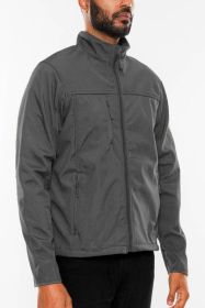 Mens Solid Soft Shell Storm Tech Jacket Coat (Color: Dark grey, size: S)