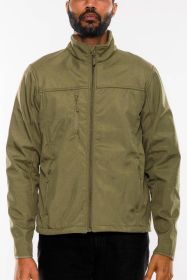 Mens Solid Soft Shell Storm Tech Jacket Coat (Color: MILITARY GREEN, size: L)