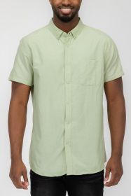 MENS PASTEL COLOR SHORT SLEEVE BUTTON DOWN (Color: FOAM GREEN, size: XL)