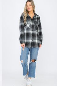 Womens Boyfriend Flannel Shirt S-L ONLY (Color: 102 BLACK GREY, size: M)