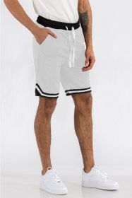 Solid Athletic Basketball Sports Shorts (Color: White, size: 2XL)