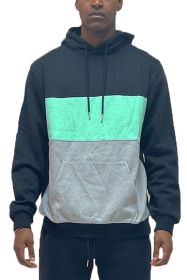 COLOR BLOCK PULLOVER HOODIE (Color: BLACK CABBAGE, size: L)
