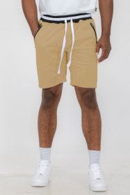 Weiv Mens French Terry Sweat Short (Color: Khaki, size: L)