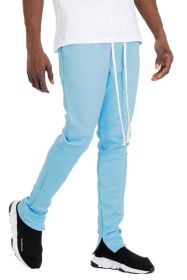 SOLID COLOR PLAIN BASIC TRACK PANTS (Color: LIGHT BLUE, size: L)