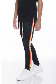 RAINBOW TAPE TRACK PANTS (Color: Black, size: XL)