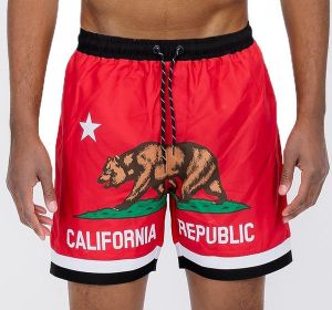 California CA Bear Swim Trunks Board Shorts (Color: Red, size: XL)