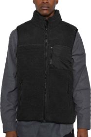 Padded Sherpa Fleece Vest (Color: Black, size: 3XL)