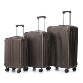 20   24  28  3 Pcs Set In ABS Spinner Wheel Luggage, Carry On Suitcase, Matching Color, TSA Combination Lock (Color: Brown)