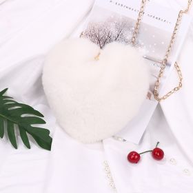 Love Bags For Women Plush Chain Shoulder Bags Valentine's Day Party Bag (Color: White)