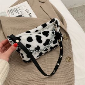 Leopard Pattern Plush Bag Personality Diagonal Women Bag Chain Bag Bag Shoulder (Option: Cow pattern)